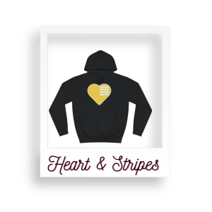 Heart & Stripes Classic Logo Hoodie – Black & Red Edition