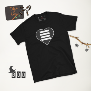 Heart & Stripes Classic Logo Tee Unisex – Black/White