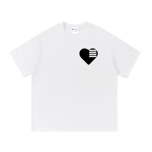 Heart & Stripes Classic Logo Tee – White & Black