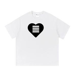 Heart & Stripes Big Heart Tee – White with Black Stripes
