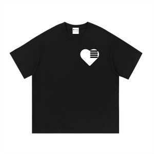 Heart & Stripes Classic Logo Black T-Shirt