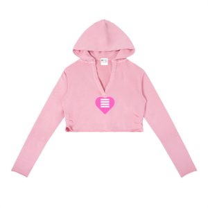 Heart & Stripes Women’s Crop Hoodie – Breast Cancer Awareness Pink Heart Edition