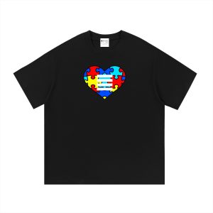 Heart N Stripes Autism Awareness T-Shirt – Puzzle Heart Tee