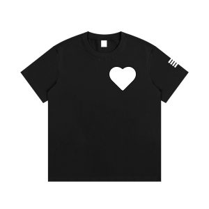 Heart N Stripes H&S Collection Black T-Shirt – White Heart Logo Streetwear Tee