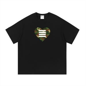 Heart N Stripes Camo & White T-Shirt – Classic Streetwear Tee