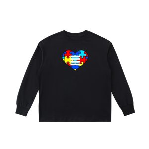 Heart N Stripes Autism Awareness Kids Long Tee – Puzzle Heart Crewneck